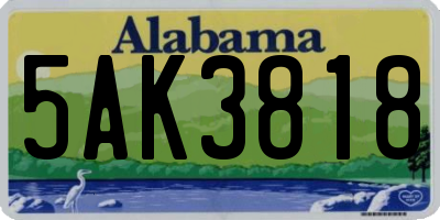 AL license plate 5AK3818