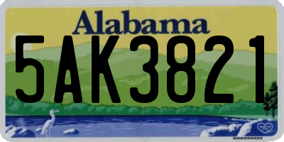 AL license plate 5AK3821
