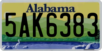 AL license plate 5AK6383