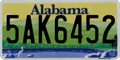 AL license plate 5AK6452