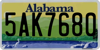 AL license plate 5AK7680