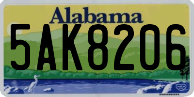 AL license plate 5AK8206