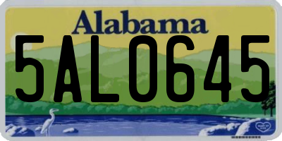 AL license plate 5AL0645