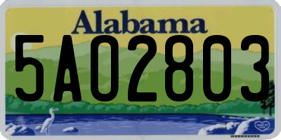 AL license plate 5AO2803