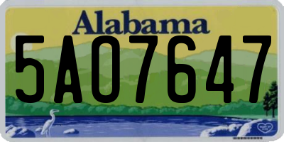 AL license plate 5AO7647