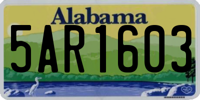 AL license plate 5AR1603