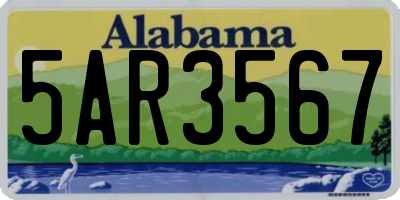 AL license plate 5AR3567