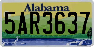 AL license plate 5AR3637