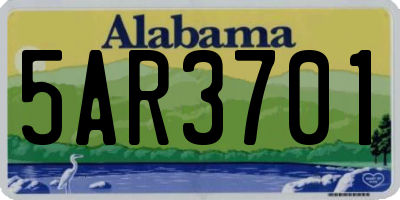 AL license plate 5AR3701
