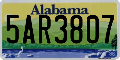 AL license plate 5AR3807