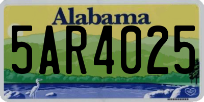AL license plate 5AR4025