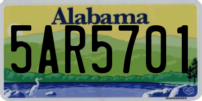 AL license plate 5AR5701
