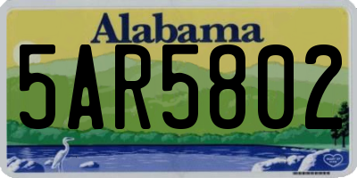 AL license plate 5AR5802