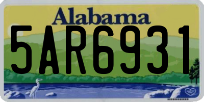 AL license plate 5AR6931