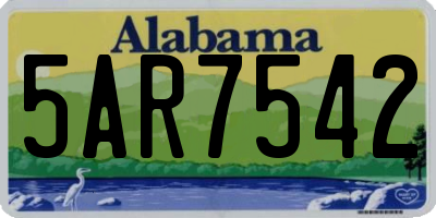 AL license plate 5AR7542