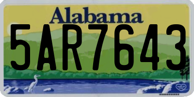 AL license plate 5AR7643