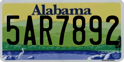 AL license plate 5AR7892