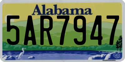 AL license plate 5AR7947