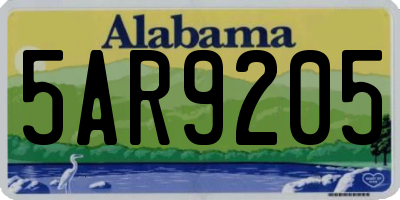 AL license plate 5AR9205