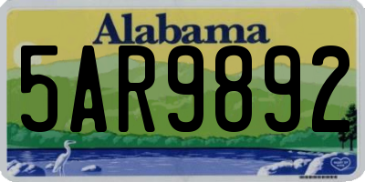 AL license plate 5AR9892