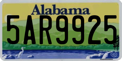 AL license plate 5AR9925