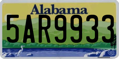 AL license plate 5AR9933