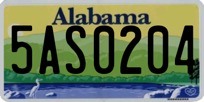 AL license plate 5AS0204