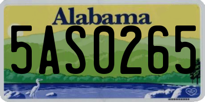 AL license plate 5AS0265