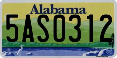 AL license plate 5AS0312
