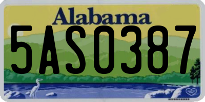 AL license plate 5AS0387