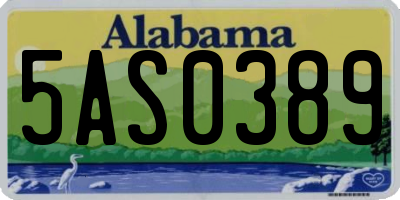 AL license plate 5AS0389