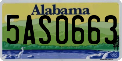 AL license plate 5AS0663