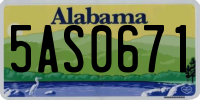 AL license plate 5AS0671