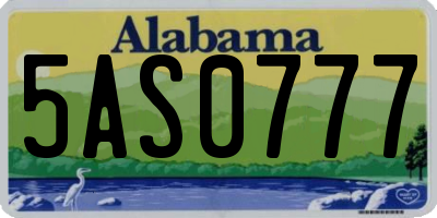 AL license plate 5AS0777