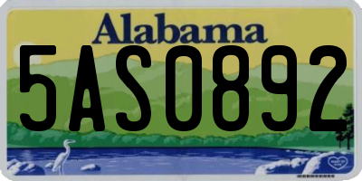 AL license plate 5AS0892