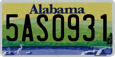 AL license plate 5AS0931