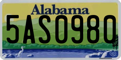 AL license plate 5AS0980