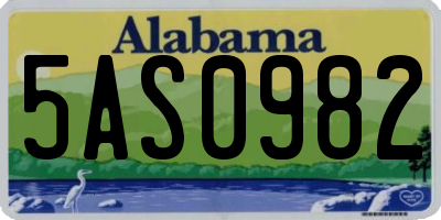 AL license plate 5AS0982