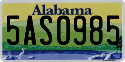 AL license plate 5AS0985