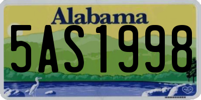 AL license plate 5AS1998