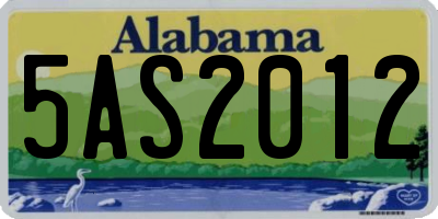 AL license plate 5AS2012