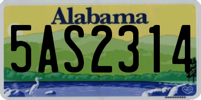 AL license plate 5AS2314
