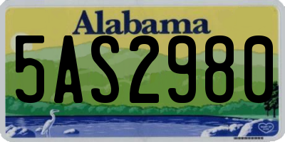 AL license plate 5AS2980