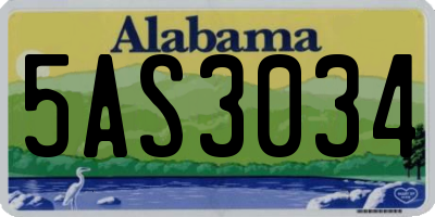 AL license plate 5AS3034