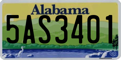 AL license plate 5AS3401