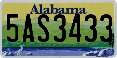 AL license plate 5AS3433