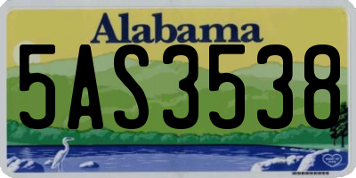 AL license plate 5AS3538