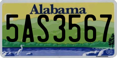 AL license plate 5AS3567