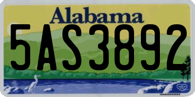 AL license plate 5AS3892