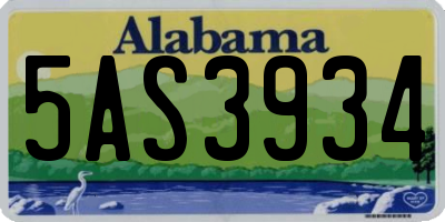 AL license plate 5AS3934